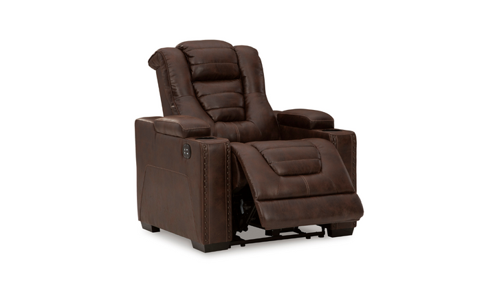 Modern Heritage Owner's Box Leather Power Recliner Chair in Brown
