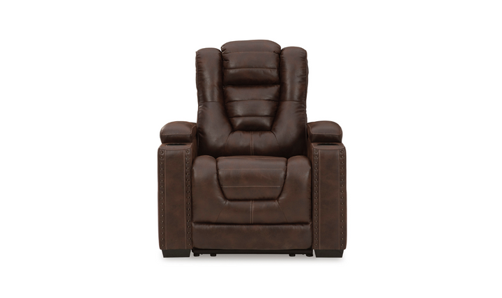 Modern Heritage Owner's Box Leather Power Recliner Chair in Brown