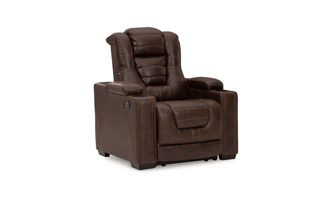 Modern Heritage Owner's Box Leather Power Recliner Chair in Brown