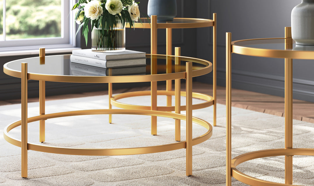 Modern Heritage Pearlox Occasional Table Set in Metal