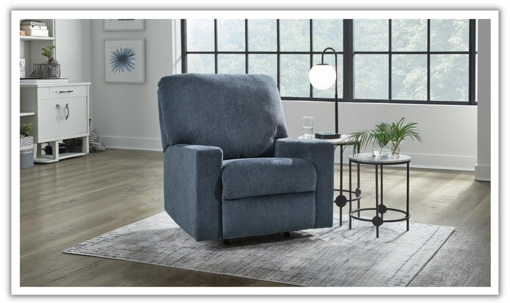 Modern Heritage Rannis Rocker Recliner in Navy-jennifer furniture