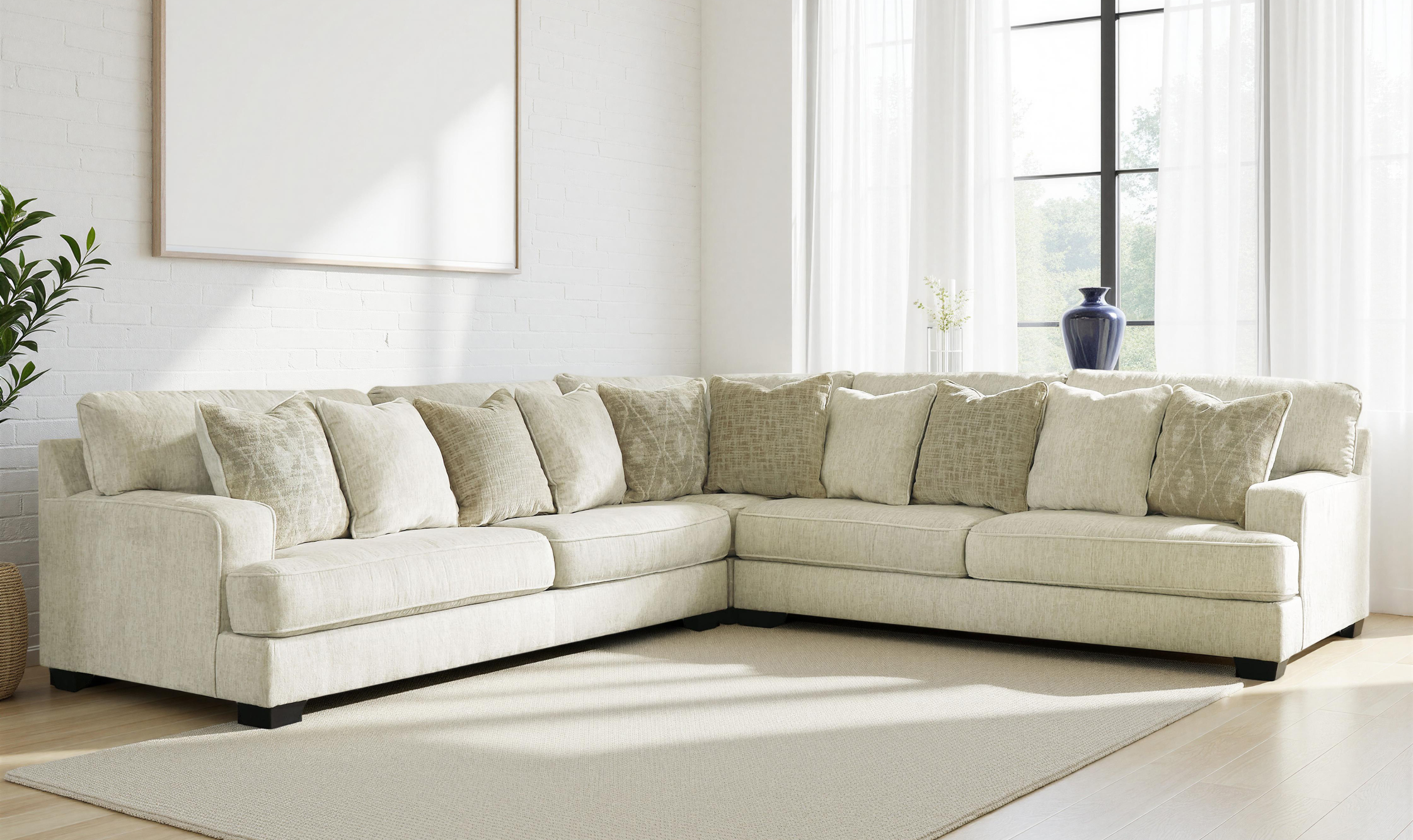 Modern Heritage Rawcliffe L-Shaped Parchment Fabric Sectional Sofa