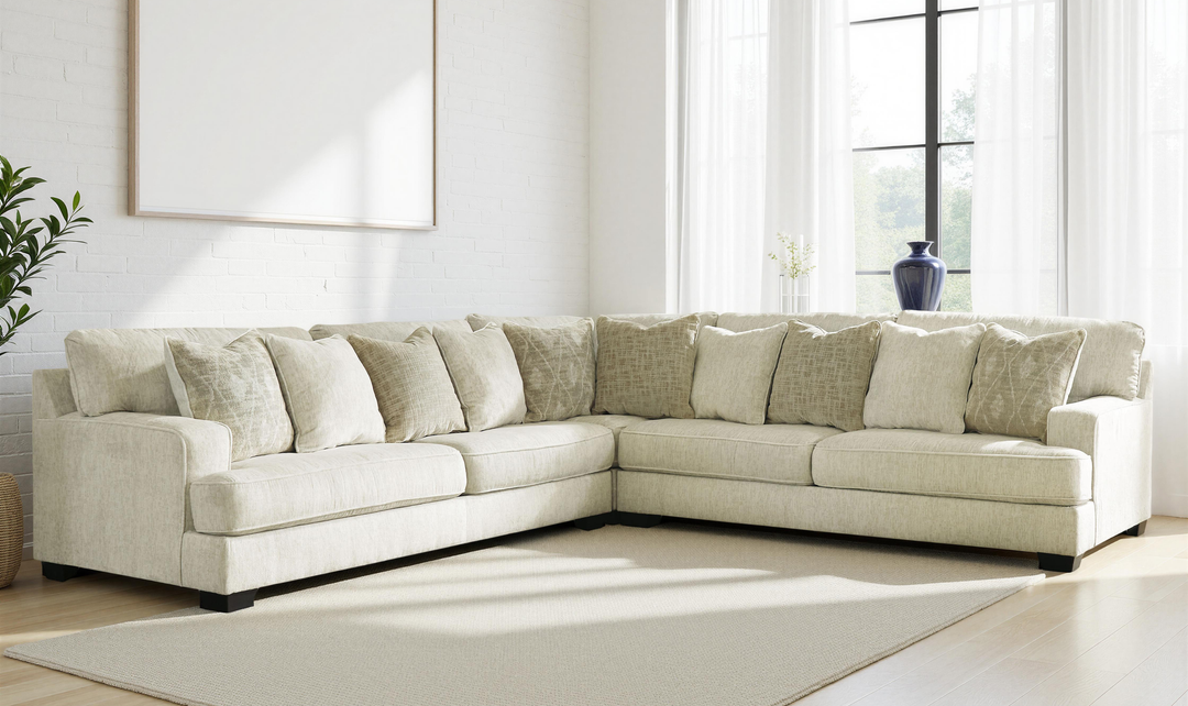 Modern Heritage Rawcliffe L-Shaped Parchment Fabric Sectional Sofa