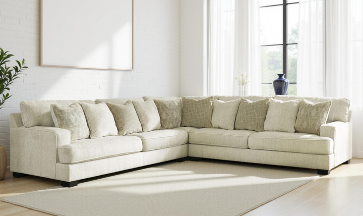 Modern Heritage Rawcliffe L-Shaped Parchment Fabric Sectional Sofa