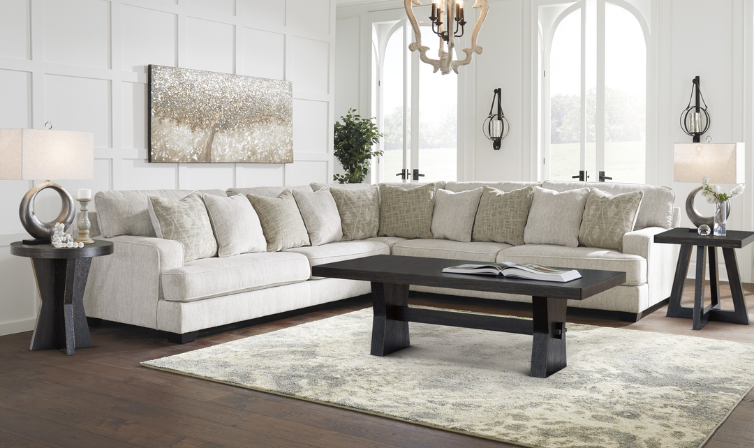 Modern Heritage Rawcliffe L-Shaped Parchment Fabric Sectional Sofa