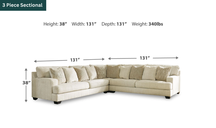 Modern Heritage Rawcliffe L-Shaped Parchment Fabric Sectional Sofa