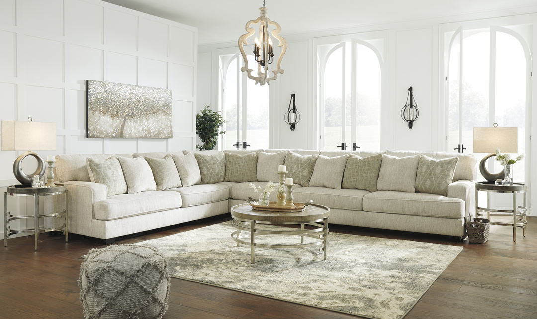Modern Heritage Rawcliffe L-Shaped Parchment Fabric Sectional Sofa