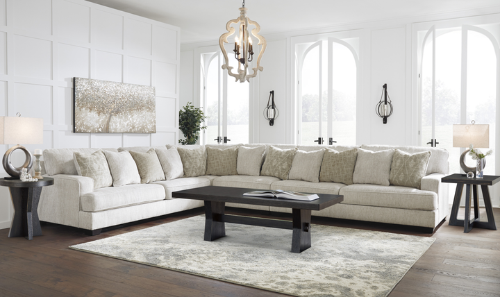 Modern Heritage Rawcliffe L-Shaped Parchment Fabric Sectional Sofa