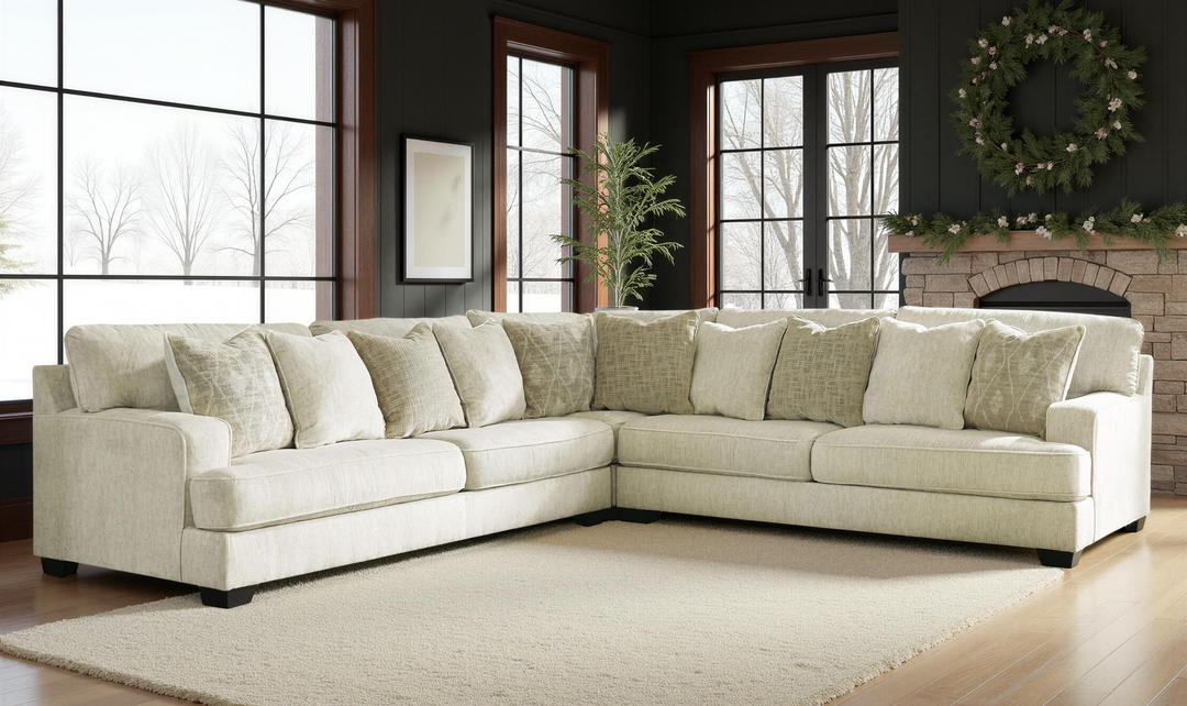 Modern Heritage Rawcliffe L-Shaped Parchment Fabric Sectional Sofa