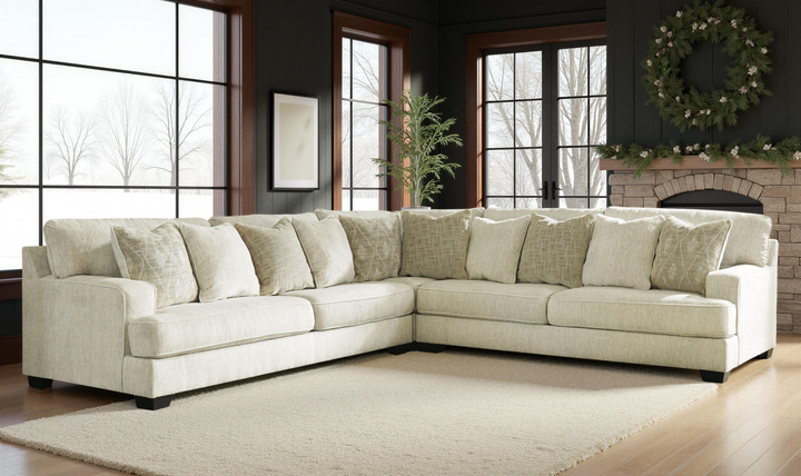 Modern Heritage Rawcliffe L-Shaped Parchment Fabric Sectional Sofa