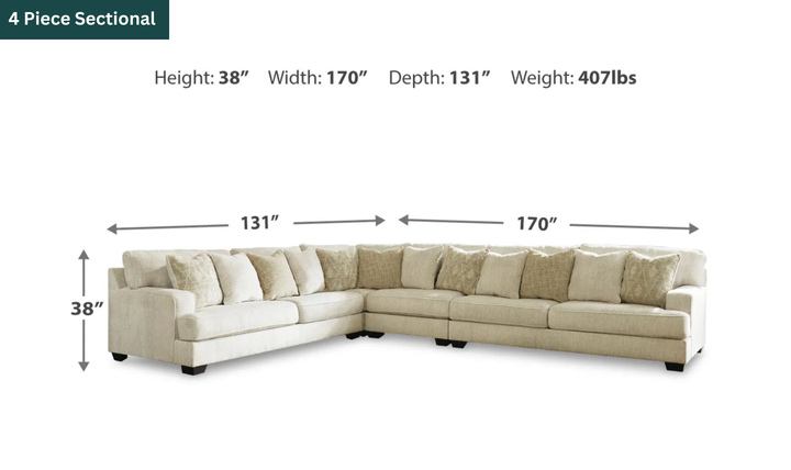 Modern Heritage Rawcliffe L-Shaped Parchment Fabric Sectional Sofa