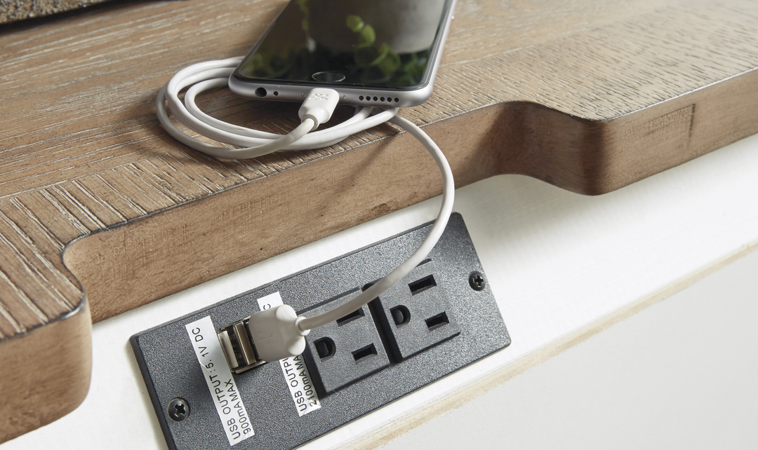 Modern Heritage Realyn Three Drawer Nightstand with Two Electrical Outlets