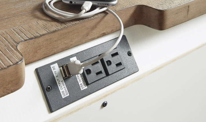 Modern Heritage Realyn Three Drawer Nightstand with Two Electrical Outlets
