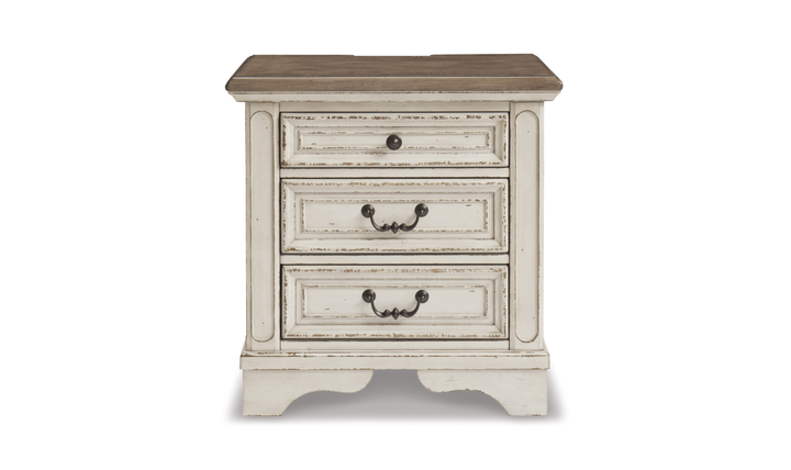 Modern Heritage Realyn Three Drawer Nightstand with Two Electrical Outlets