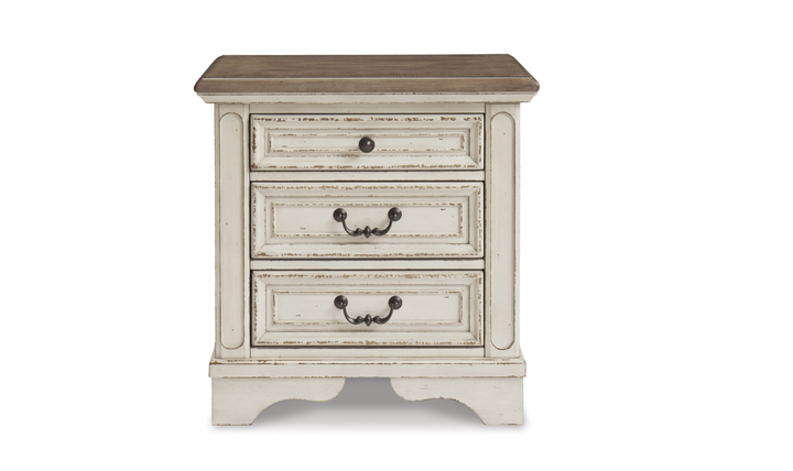 Modern Heritage Realyn Three Drawer Nightstand with Two Electrical Outlets