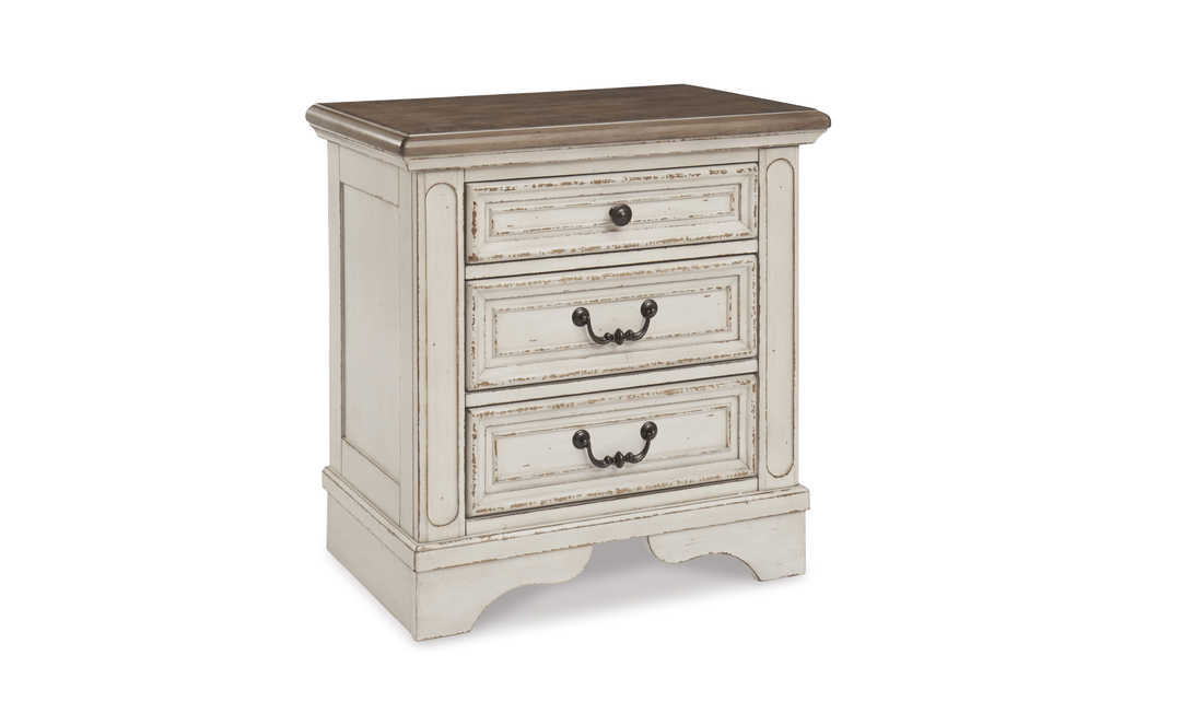 Modern Heritage Realyn Three Drawer Nightstand with Two Electrical Outlets