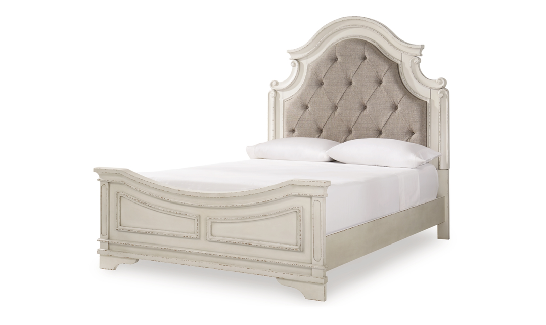 Modern Heritage Realyn Queen Upholstered Panel Bed in Wood