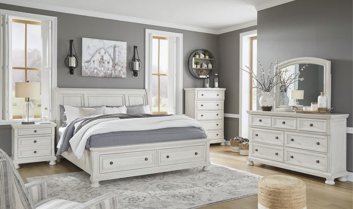 Modern Heritage Robbinsdale Queen Wooden Sleigh Bed with Storage