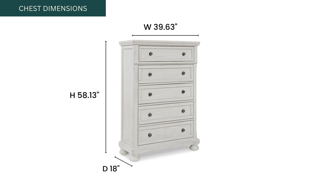 Modern Heritage Robbinsdale Queen Wooden Bedroom Set in Antique White