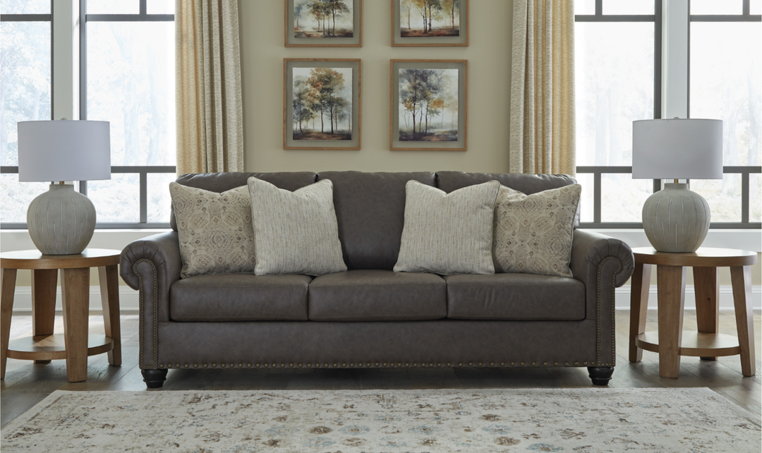 Modern Heritage Roxmere 3-Seater Umber Brown Faux Leather Sofa-Jennifer Furniture