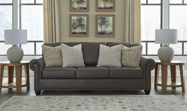 Modern Heritage Roxmere 3-Seater Umber Brown Faux Leather Sofa-Jennifer Furniture
