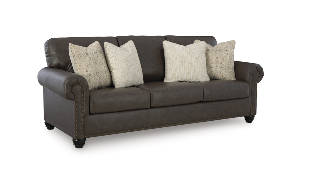 Modern Heritage Roxmere 3-Seater Umber Brown Faux Leather Sofa-Jennifer Furniture