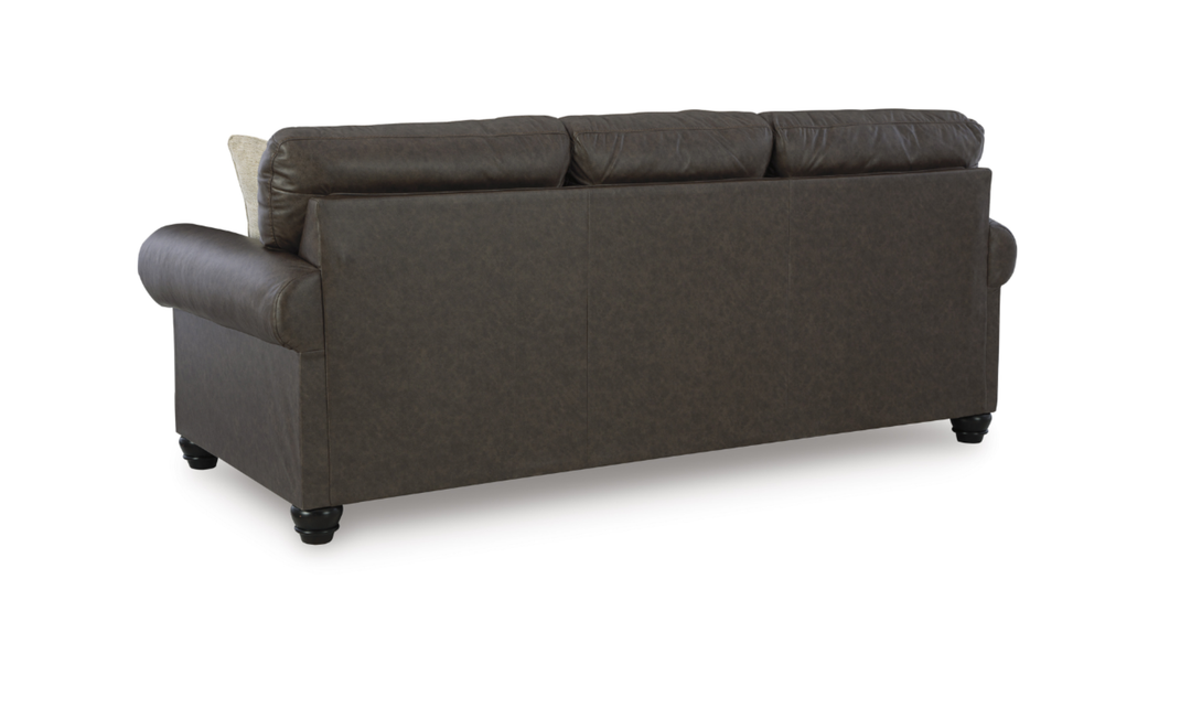 Modern Heritage Roxmere 3-Seater Umber Brown Faux Leather Sofa-Jennifer Furniture