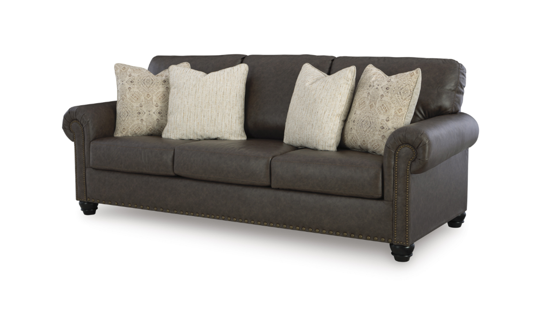 Modern Heritage Roxmere 3-Seater Umber Brown Faux Leather Sofa-Jennifer Furniture