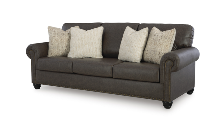 Modern Heritage Roxmere 3-Seater Umber Brown Faux Leather Sofa-Jennifer Furniture