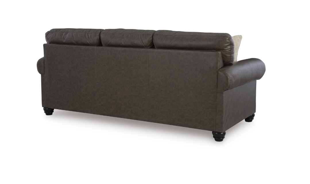 Modern Heritage Roxmere 3-Seater Umber Brown Faux Leather Sofa-Jennifer Furniture