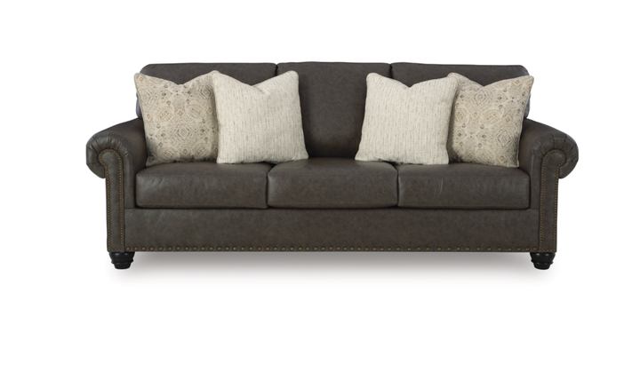 Modern Heritage Roxmere 3-Seater Umber Brown Faux Leather Sofa-Jennifer Furniture