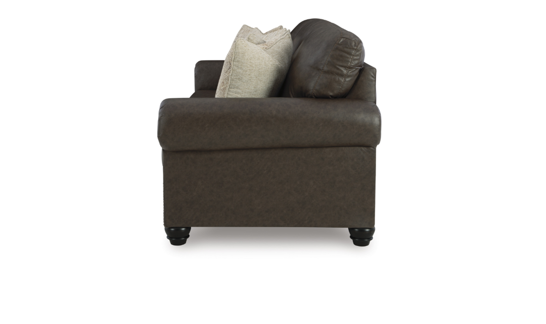 Modern Heritage Roxmere 3-Seater Umber Brown Faux Leather Sofa-Jennifer Furniture