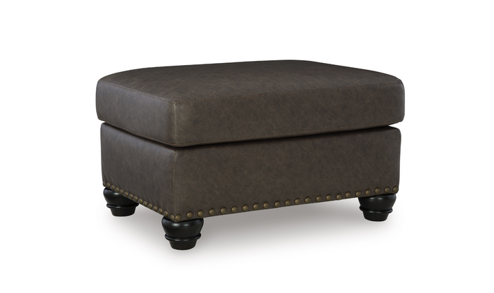 Modern Heritage Roxmere Faux Leather Ottoman in Umber Brown-Jennifer Furniture