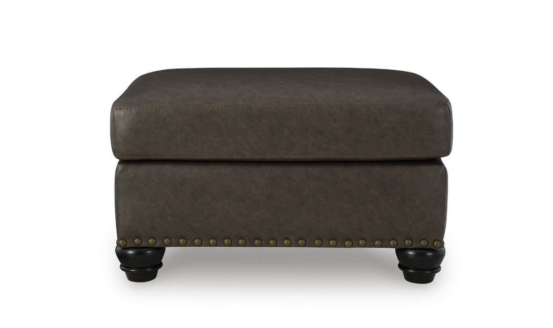 Modern Heritage Roxmere Faux Leather Ottoman in Umber Brown-Jennifer Furniture