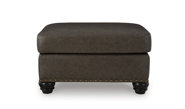 Modern Heritage Roxmere Faux Leather Ottoman in Umber Brown-Jennifer Furniture