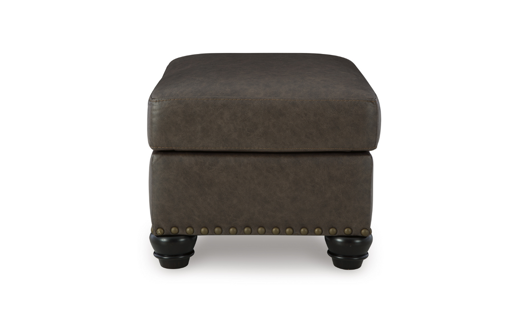 Modern Heritage Roxmere Faux Leather Ottoman in Umber Brown-Jennifer Furniture