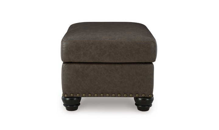 Modern Heritage Roxmere Faux Leather Ottoman in Umber Brown-Jennifer Furniture