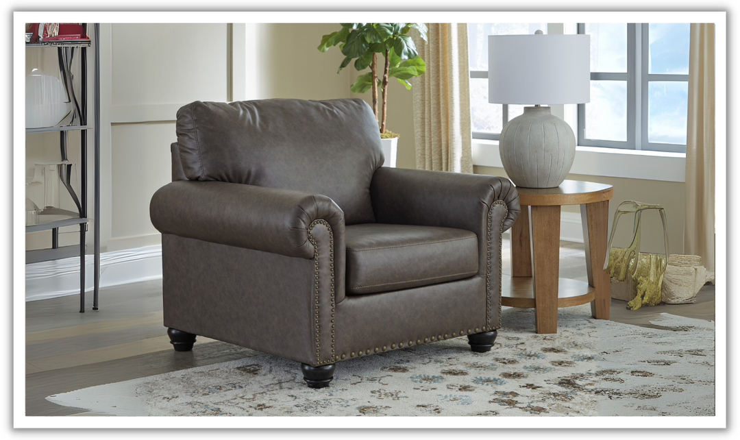 Modern Heritage Roxmere Umber Brown Chair With Nailhead Trim-Jennifer Furniture