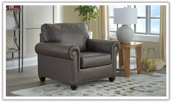 Modern Heritage Roxmere Umber Brown Chair With Nailhead Trim-Jennifer Furniture