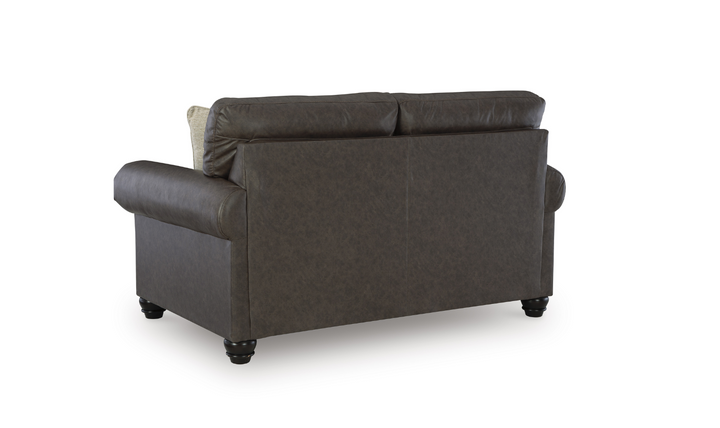 Modern Heritage Roxmere Umber Brown Loveseat With Nailhead Trim-Jennifer Furniture