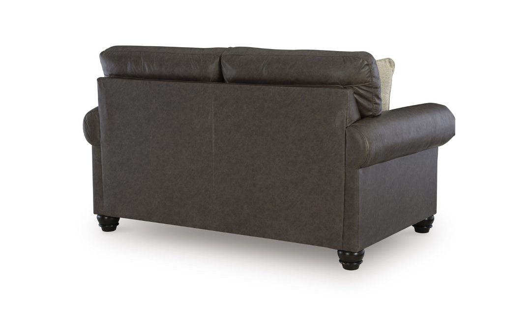 Modern Heritage Roxmere Umber Brown Loveseat With Nailhead Trim-Jennifer Furniture