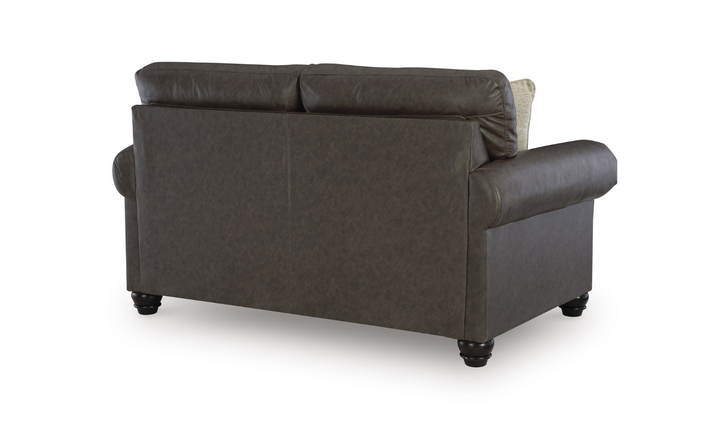 Modern Heritage Roxmere Umber Brown Loveseat With Nailhead Trim-Jennifer Furniture