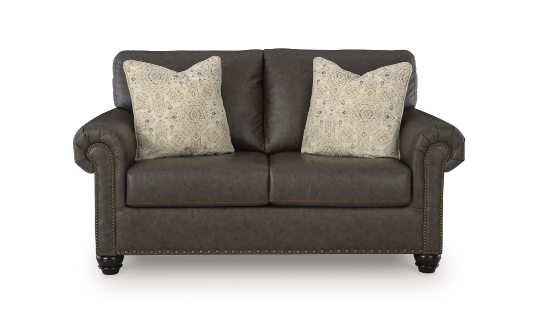 Modern Heritage Roxmere Umber Brown Loveseat With Nailhead Trim-Jennifer Furniture