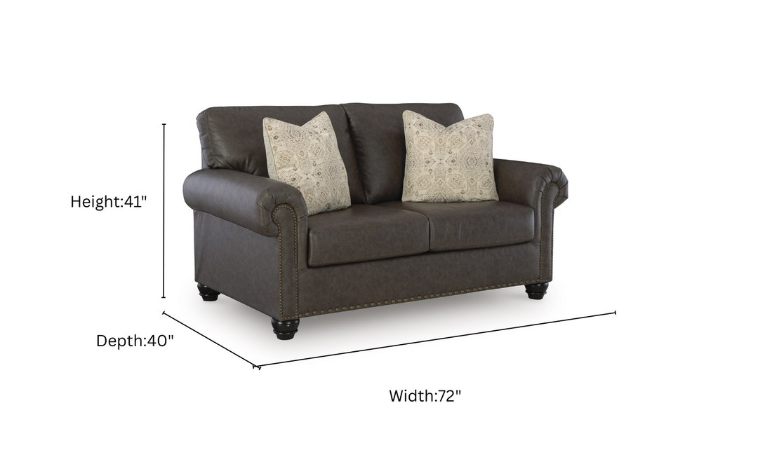 Modern Heritage Roxmere Umber Brown Loveseat With Nailhead Trim-Jennifer Furniture