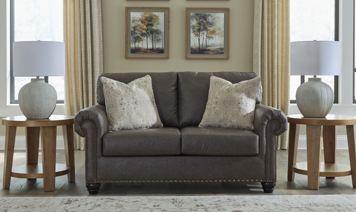 Modern Heritage Roxmere Umber Brown Loveseat With Nailhead Trim-Jennifer Furniture