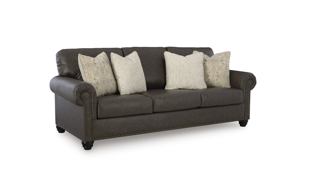Modern Heritage Roxmere 3-Seater Umber Brown Faux Leather Sofa