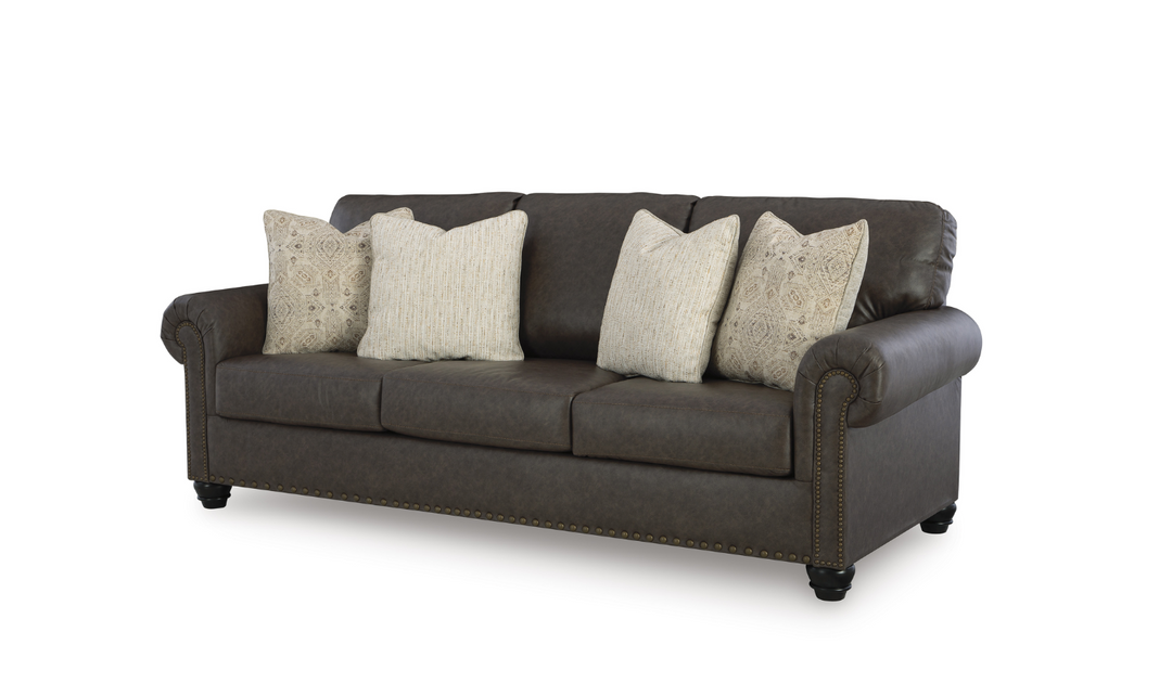 Modern Heritage Roxmere 3-Seater Umber Brown Faux Leather Sofa