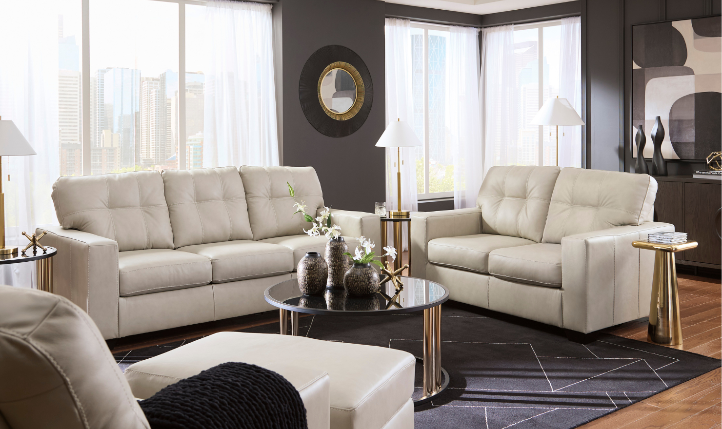 Modern Heritage Santorine Leather Chair with Track Arms-jennifer furniture