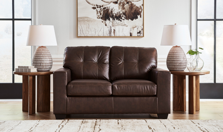 Modern Heritage Santorine Leather Loveseat with Track Arms-jennifer furniture