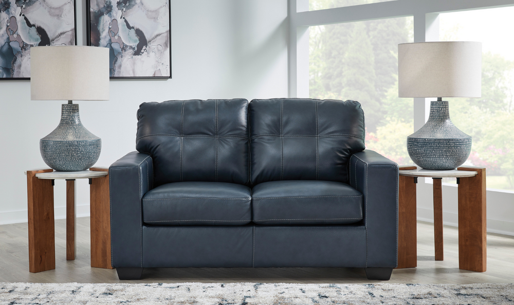 Modern Heritage Santorine Leather Loveseat with Track Arms-jennifer furniture